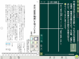 教科書の手引きに従ってマイ黒板の活用例を提供