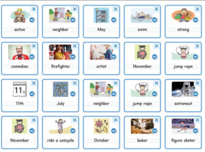 絵辞典を単語カードとして提供。最大25枚を表示。新規に単語を追加できる｢My単語｣機能がある(英語・学習者用+教材/指導者用)