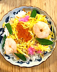 手順４　完成したちらし寿司の真上からの俯瞰写真