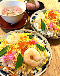 手順３　完成したちらし寿司の斜め上からの俯瞰写真