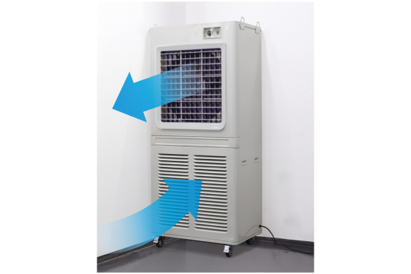 送風・循環で熱中症予防、ファン内蔵し安全性向～キャビネットファン