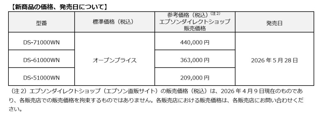 エプソン、A3ネットワーク対応ドキュメントスキャナー3機種を発売　PCレス機能と進化した原稿台スキャンで多様な電子化ニーズをサポート