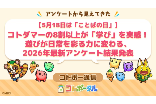 MIXI、ことばへの意識変化についてのアンケート結果を公開〜スマホアプリ「コトダマン」ユーザー9割超が新しいことばとの出会いを経験