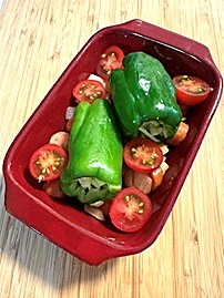 おいしい献立写真　旬の食材は生きた教材～第13回「6月／ピーマンとトマトのチーズ焼き」