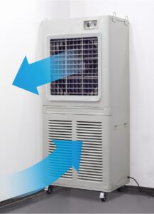 安全なキャビネット構造～広く遠くまで送風できる～大型送風機