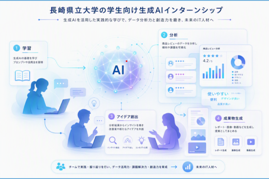 長崎県立大生がニーズウェルで生成AIインターン データ分析やコード生成を体験